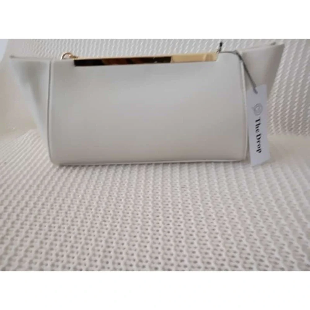 NWT The Drop White Structured Crossbody‎ Clutch Bag Gold Chain Metal Bar Detail